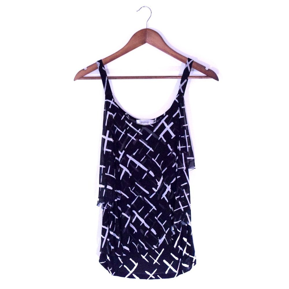 Dressbarn Ruffled Criss-Cross Patterned Camisole